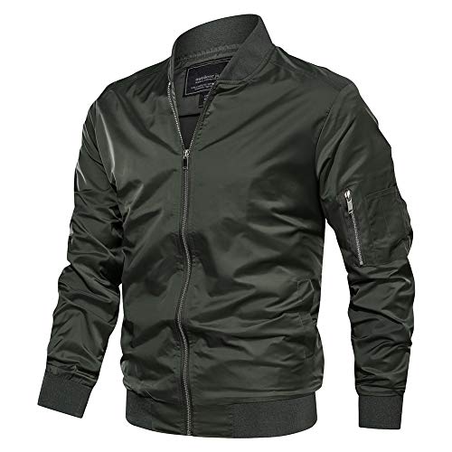TACVASEN Herren Leichte Bomber Blouson Bomberjacke Sommer Übergangsjacke Fliegerjacken Freizeit mit Taschen
