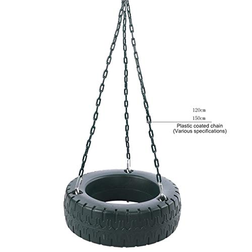 XL- Heavy-Duty 3-Chain Rubber Tire Swing Seat with Adjustable Coated Swing Chains, Tire Swivel, Snap Hooks, Mounting Hardware (Color : Black) - Thumbnail 3