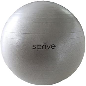 Anti-Burst Fitness Ball (75 cm, Slate Gray), Sprive Globe with Foot Pump, Ribbing for Enhanced Grip, Eco-Friendly, Durable