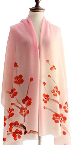 Women Shawl Wrap 80s Lightweight Pure Wool Knit Fashion Scarf Pashmina (Pink)