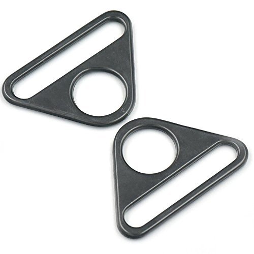 Bluemoona20 Pcs - 1.5" 38mm Metal Adjuster Triangle Ring with Bar Swivel Clip D Dee Buckles Black