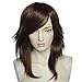 Namecute Curly Wig Brown Mix Black Synthetic Wigs Side Bangs for Women+Free Wig Cap