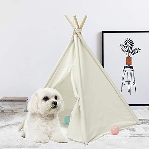 UKadou Pet Teepee Tent for Dogs Cute Dog Teepee Tent Bed Modern Pet Teepee Tent House with Floor Puppy Beds for Small Dogs Portable Indoor Dog House Cat Tent Bed Tipi Rabbits Pet House 24Inch