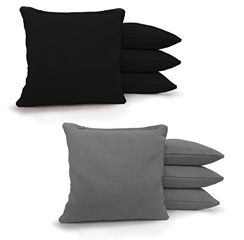 8 Standard Corn Filled Regulation Duck Cloth Cornhole Bags! 17 COLORS (YOU PICK)!! (Black/Grey)