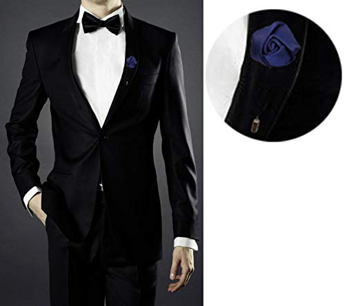 Sanrich Rose Boutonniere Men's Lapel Pins Satin Flower 12 Pack Groom Wedding Boutonniere Suit Brooch Outfit Accessories (navy blue)