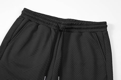 JMIERR Men's Texture Shorts with 3 Pockets 2026 Summer Casual Loose Shorts Elastic Waist