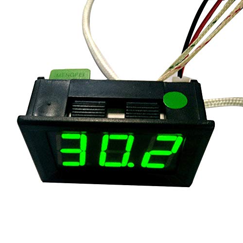 DICPOLIA LED DC12V Thermocouple K Type -30~800℃ High Temperature Digital Thermometer,Indoor Outdoor Thermometer Digital Hygromete,Weather Thermometer Monitor for Home,Car,Office,Room (Green)