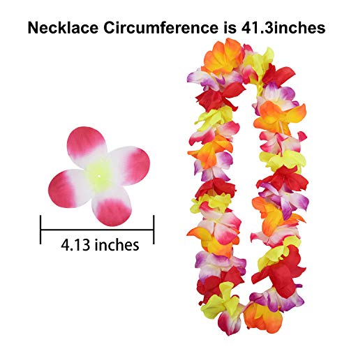 Livder 6 Pieces Hawaiian Flower Leis Necklaces, Tropical Island Beach Theme Party Decorations Supplies - Thumbnail 2