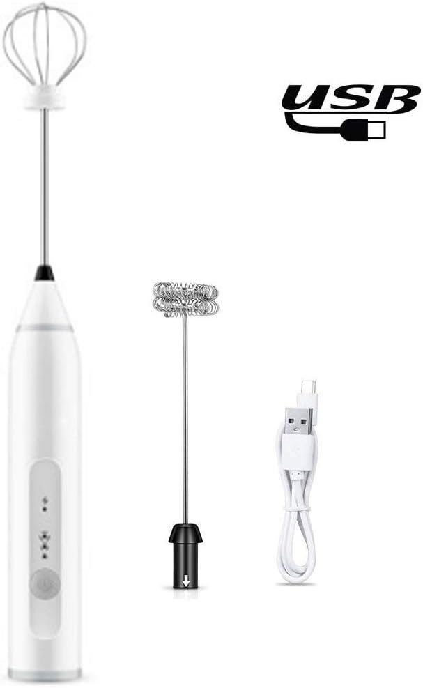 Electric Milk Frother Whisk Handheld Milk Frothers Coffee Frother Electric Whisk USB Rechargeable Coffee Frother 3-Speed Adjustable Handheld Foam Maker for Coffee, Latte, Cappuccino.