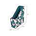 Blu Monaco Foldable Magazine File Holder with Gold Label Holder - Set of 2 Cardboard Magazine File Boxes - Floral and Teal Desk Organizers and Accessories…