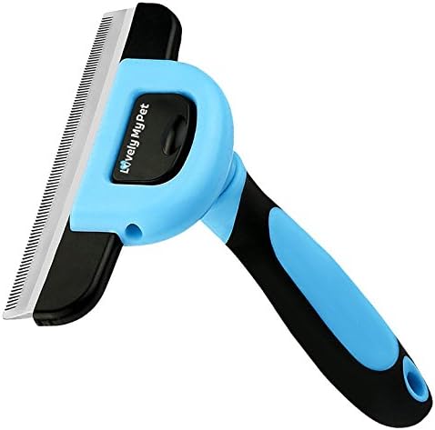 LovelyMyPet Dog Hair Grooming Brush Deshedding Tool - Stainless Steel Safety Blade, Easy to Clean for Dramatically Reduce Shedding and Slicker for Small, Medium and Large Pets (Blue)