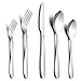 30-Piece Silverware Set (Clearance Sale), HaWare Stainless Steel Modern Elegant Flatware Cutlery Set, Service for 6, Dinner Knives/Spoons/Forks, Mirror Polished, Dishwasher Safe