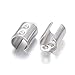 KISSITTY 200pcs Column Fold Over Cord End Tips Stainless Steel Crimp Cord Claps Jewelry Connectors Fit for 4mm Cords 10.5x5x5mm with 1mm Loop