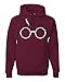 Harry Potter Glasses Scar Unisex Hooded Sweatshirt Fashion Hoodie ( Maroon , Small )