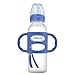 Dr. Brown's Milestones Narrow Sippy Spout Bottle with 100% Silicone Handles, Easy-Grip Handles with Soft Sippy Spout, 8oz/250mL, Blue, 1-Pack, 6m+