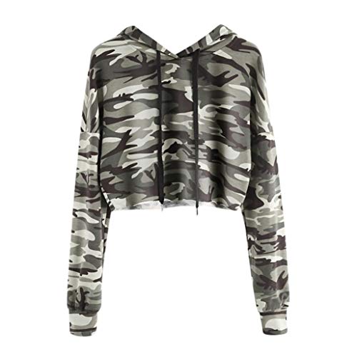 Clearance Sale! Hoodies Cropped Tops for Teen Girls Iuhan Women's 2018 Hoodie Camouflage Sweatshirt Long Sleeve Pullover Tops Blouse (XL, Camouflage)