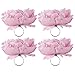 DII Beautiful Peony Flower Napkin Rings Pink, 4 Piece