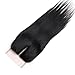 Lanyi 14 inch Brazilian Straight Lace Closure Middle Part Virgin Human Hair Natural Black 1b Handmade 130% Deisity Closure 4x4 Lace