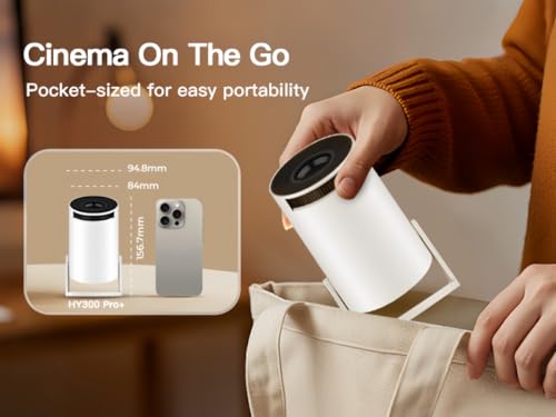 Video Projector with Wi-Fi 6 & Bluetooth 5.4, Built-in Apps Supports 4K Full HD Mini Video Projector, Android 14, Auto Keystone, 2026 Upgraded Projector for HDMI/iPhone/USB White