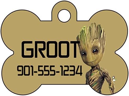 Disney Guardians of the Galaxy Pet Id Dog Tag Personalized with Your Pet's Name &amp; Number (Baby Groot)