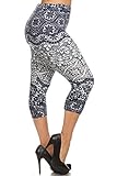 Leggings Depot Women's Plus Size High Waisted Best Selling Capri Print Leggings Batch2 (N400-CA-PLUS)