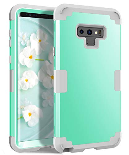 Galaxy Note 9 Case, KAMII Heavy Duty 3 in 1 Full Protection Shockproof Drop-Protection Super Sturdy Hybrid Rugged Protective Case Cover Samsung Galaxy Note 9 (2018 Release) 6.4inch (Aqua+Grey)