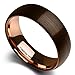 King Will DUO 8mm Dome Mens Brown Tungsten Carbide Wedding Band Ring Rose Gold Inside Comfort Fit 11.5