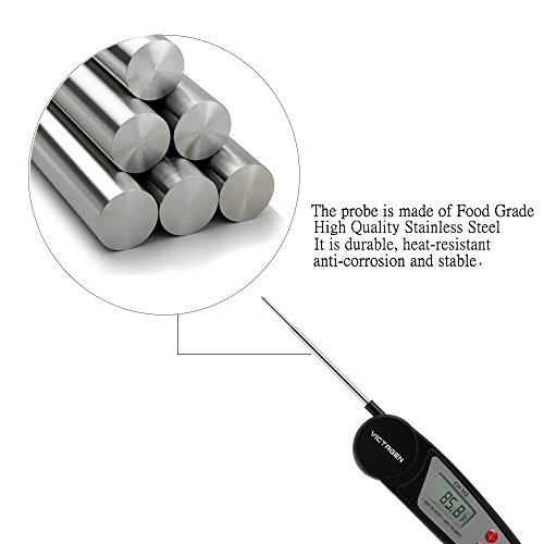 Victagen Instant Reading Thermometer Super Fast Digital Electronic Food Thermometer Cooking Meat Thermometer with Collapsible Internal Probe for Kitchen Cooking BBQ Grill Smoker Candy Outdoor - Thumbnail 5