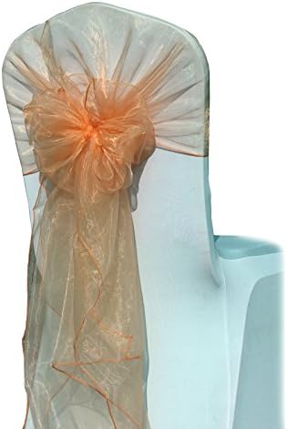 sarvam Fashion Set Of 10 Chair Decorative Satin Sashes Bow Designed For Wedding Events Banquet Home Kitchen Decoration (Peach)