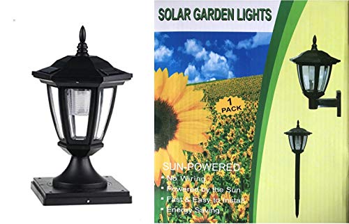 Ntertainment House 2-Pk Black Solar Hexagon Light with 6 Ultra Bright SMD LEDs for Fence Post Cap with 6inch x 6inch Base Adapter for 6x6 Posts - Thumbnail 3