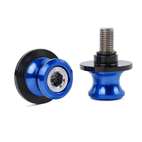 XX eCommerce Motorcycle Motorbike 1 Pair Swingarm Swing arm 6mm Slider Spool Stand Screw Stud Bolt Nut Kit for Yamaha R1 R3 FZ MT 07 09 Aprilia (Blue)
