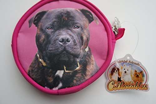 Faithful Friends STAFFORDSHIRE BULL TERRIER DOG COIN PURSE MADE BY SAWLEY FINE ARTS DOG LOVER GIFT STAFFIE PURSE PINK OR MAUVE