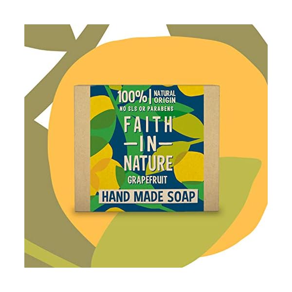 Faith In Nature Natural Grapefruit Hand Soap Bar, Invigorating, Vegan and Cruelty Free, No SLS or Parabens, 100 g