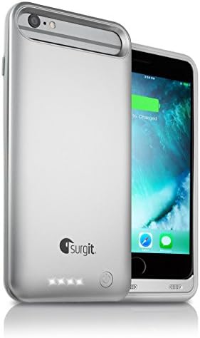 Surgit Protective Battery Pack Case for iPhone 8+ and iPhone 7+ Ultra Slim Power Charging Pack 4100mAh Capacity, Apple Certified Extended Power Juice Pack (Silver)