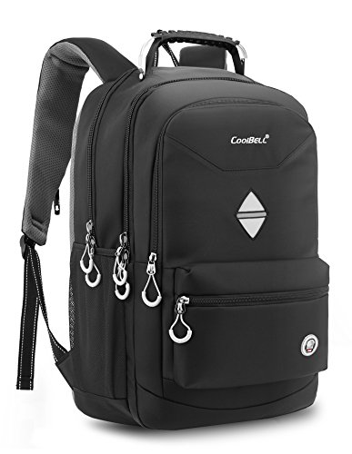 CoolBELL 18.4 Inch Backpack Laptop Bag Travel Rucksack Water-resistant Hiking Knapsack Protective Day Pack Fits 15 - 18.4 Inch Laptop For Dell / HP / Lenovo / Macbook / Acer / Men/Women (Black)