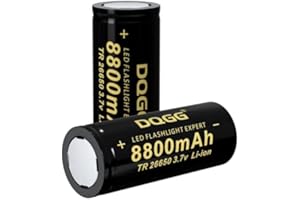 PAOWANG 26650 Rechargeable Battery 3.7Volt Li Batteries 8800mAh Flat Top for Flashlight Headlamp