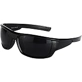 PLOPLO Super Dark Black Sunglasses Biker Rider Wrap Around Sport Sunglass UV400 Protection For Sensitive Eyes