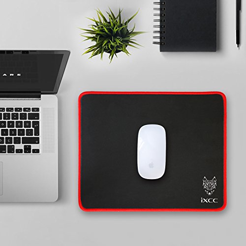 [Limited Edition! Final Season!] iXCC Gaming Mouse Pad / Mat with Smooth Silk Surface Stitched Edges, 13 × 10.2 × 0.2 Inches - Black with Red Edges - Thumbnail 6