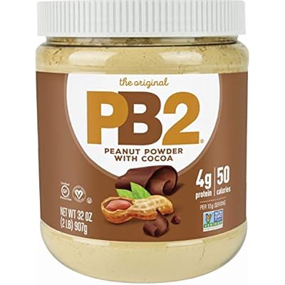 PB2 Powdered Chocolate Peanut Butter with Cocoa - 4g of Protein, 90% Less Fat, Certified Gluten Free, Only 50 Calories per Serving for Shakes, Smoothies, Low-Carb, Keto Diets [2 Lb/32oz Jar] (32oz)