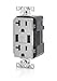 Leviton T5832-G Type-A USB in-Wall Charger with 20A Tamper-Resistant Outlet, USB Charger for Smartphones, Gray