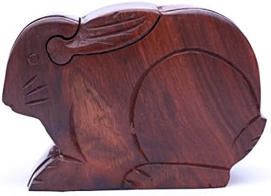 Christmas gift Wooden mystery Puzzle Box and Toy - Rabit shape