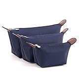 DOIOWN Women's Makeup Bag Cosmetic Bag Toiletry Bag Travel Make up Bag Beauty Bag Organizer Pouch 3-Pack (Blue)