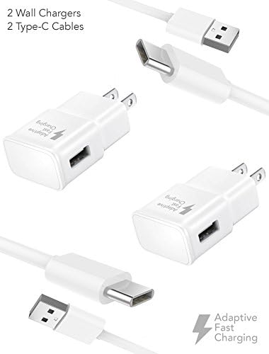 LG V30 Type-C 2.0 Cable Adaptive Fast Charger Kit by Ixir (2Wall Chargers -2 Type-C Cables) Fast charger up to 50% faster charging!