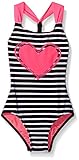 Freestyle Big Girls' Sailor Heart One Piece Swimsuit, Black Plum, 8