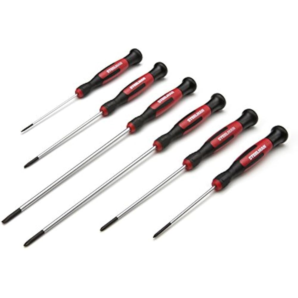 Precision Steel Shaft 6Piece Long Electronics Screwdriver Set, Variety