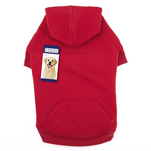 Casual Canine Cotton Basic Dog Hoodie, Medium, 16-Inch, Red