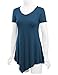 MBJ WT638 Short Sleeve Shirts for Womens Tops Casual V-Neck Summer Clothes Asymmetrical Tunic Blouses XXXL Teal