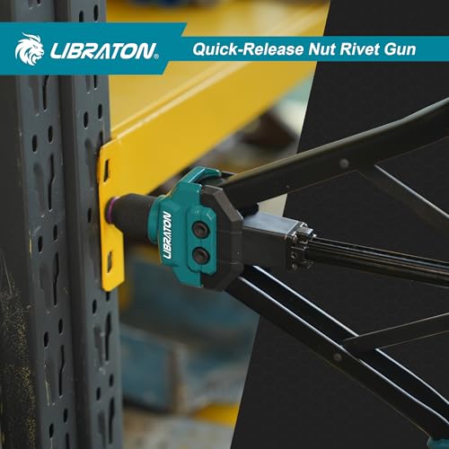 LIBRATON Rivet Nut Tool, 16" Rivnut Tool Kit, Manual Rivnut Gun with 7 Metric Interchangeable Chucks, 70 Rivet Nuts, Carrying Case, Release Nut Design