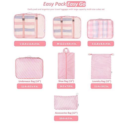 image for PACTIVE Packing Cubes for Travel, 6/7/8/9 Set Luggage Organizer With S