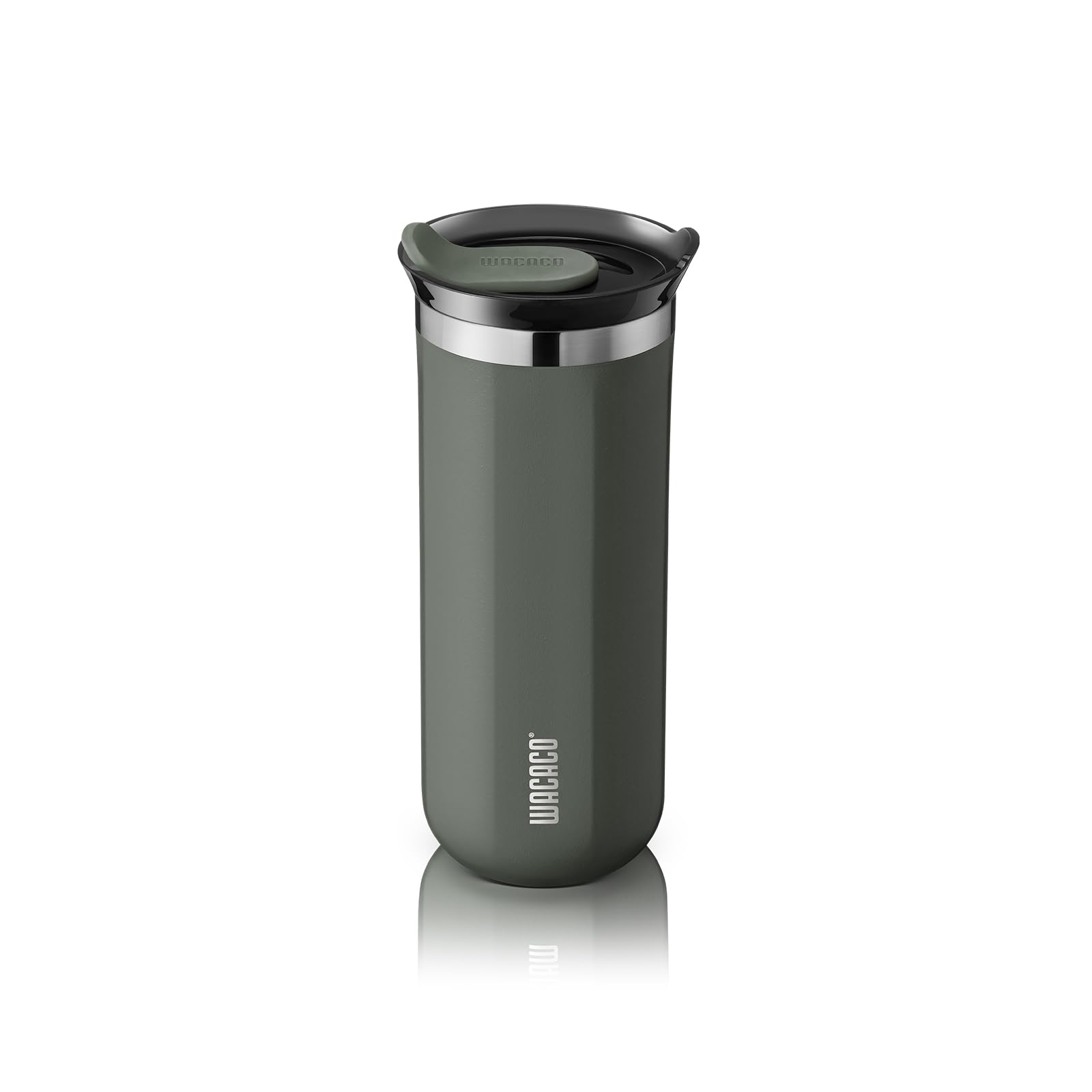 WACACO Octaroma Grande Vacuum Insulated Coffee Mug, Double-wall Stainless Steel Travel Tumbler with Drinking Lid, 15 fl oz (435ml), Grey